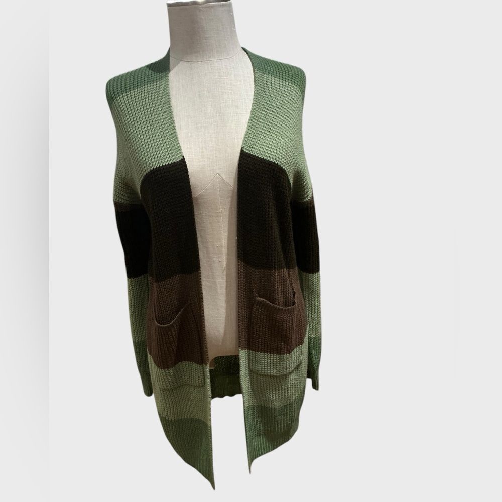 Simply Southern Colorblock Open Front Cardigan Duster Sweater Small